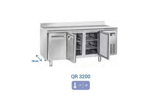 Tavolo refrigerato QR 3200 inox, positivo - 2/+ 8°.